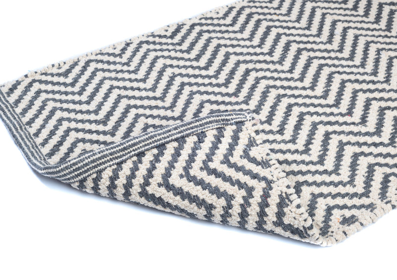 ZigZag Soft Cotton Chenille Mat Grey-Cream