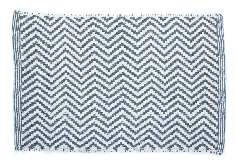 ZigZag Soft Cotton Chenille Mat Grey-Cream
