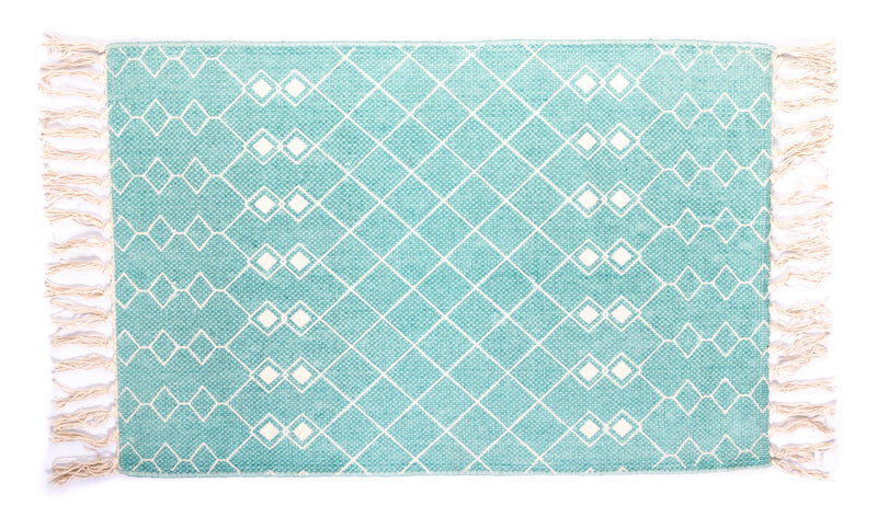 Grace Cotton Print Mat 50x70 cm- Aqua Blue