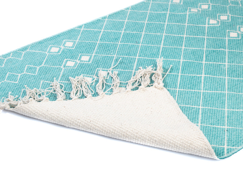 Grace Cotton Print Mat 50x70 cm- Aqua Blue