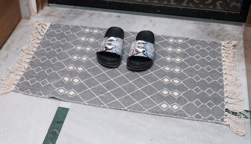 Grace Cotton Print Mat 50x70 cm-Grey