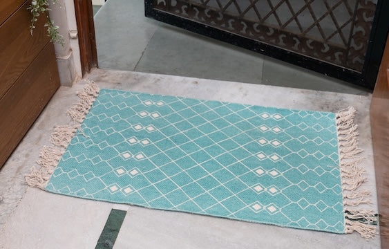 Grace Cotton Print Mat 50x70 cm- Aqua Blue