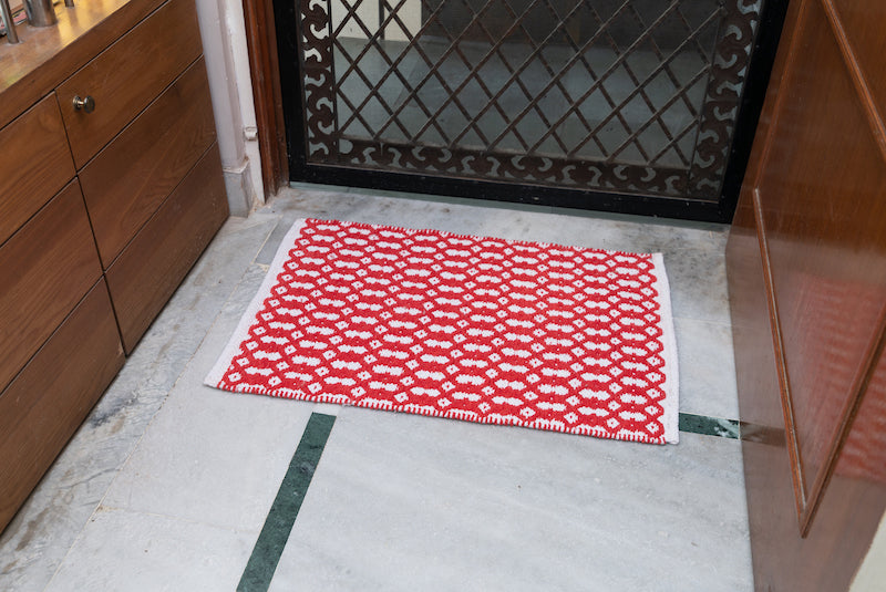 Victoria Soft Cotton Chenille Mat 50x80cm-Red with anti skid coating