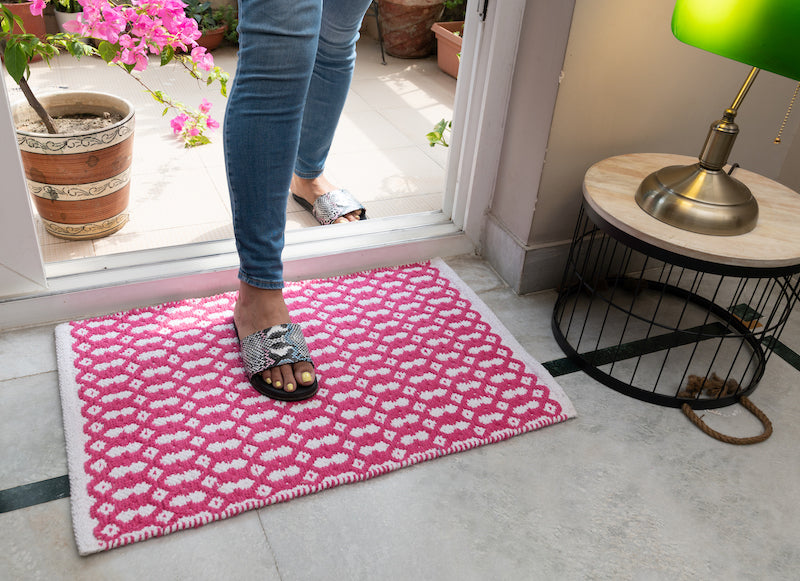 Victoria Soft Cotton Chenille Mat 50x80cm-Pink with anti skid coating