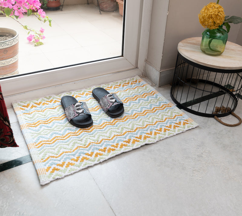 Festive Cotton Mat 50x70 cm- Blue-Gold