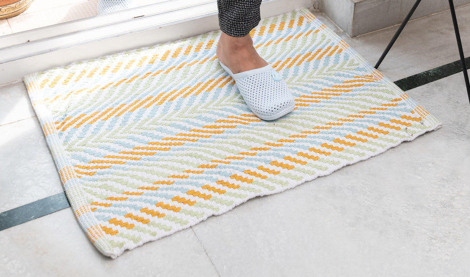 Celebrate Cotton Mat 50x70 cm- Blue-Gold