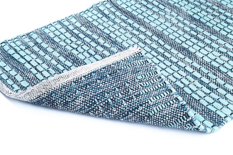 CASA Cotton Mat 50x70 cm- Aqua Blue-Navy