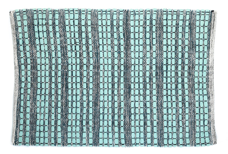 CASA Cotton Mat 50x70 cm- Aqua Blue-Navy